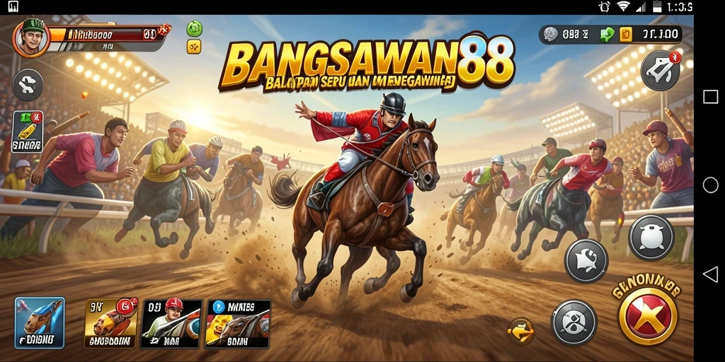 Tampilan gameplay seru dari BANGSAWAN88 dengan balapan yang menegangkan.