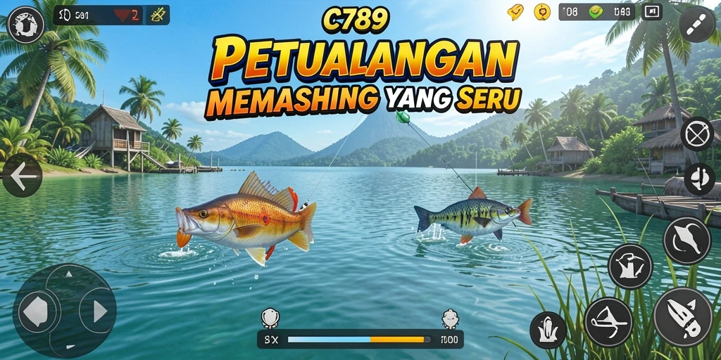 Screenshot menunjukkan gameplay memancing yang seru dan menantang di C789.