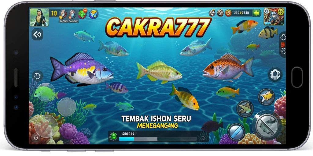 Tangkapan layar gameplay CAKRA777 yang seru dengan ikan-ikan berharga.