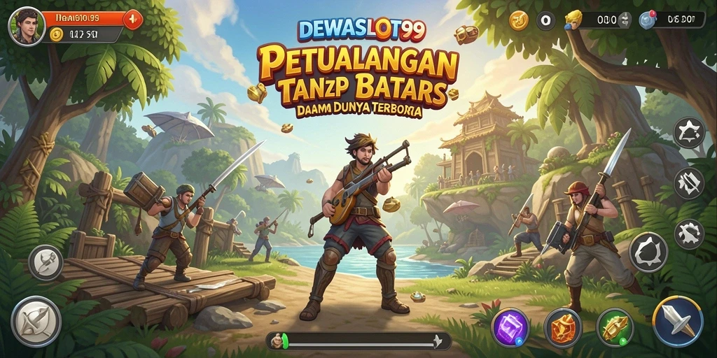 Screenshot gameplay DEWASLOT99 menampilkan eksplorasi dunia terbuka yang luas.