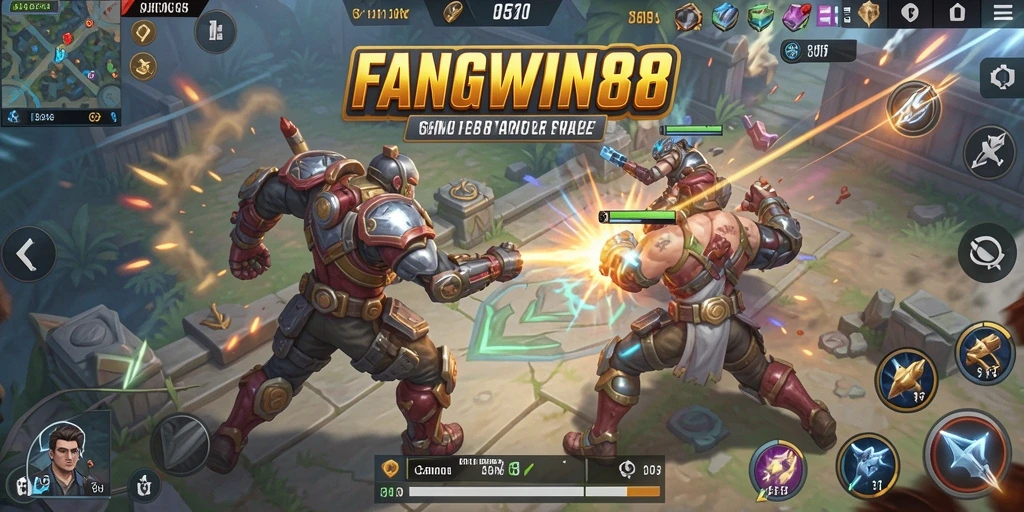 Gameplay intens FANGWIN88 dalam mode Battle Royale.