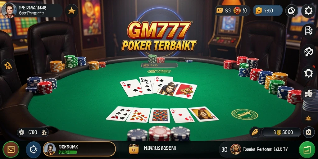 Tampilan gameplay poker yang menegangkan dan seru di GM777.