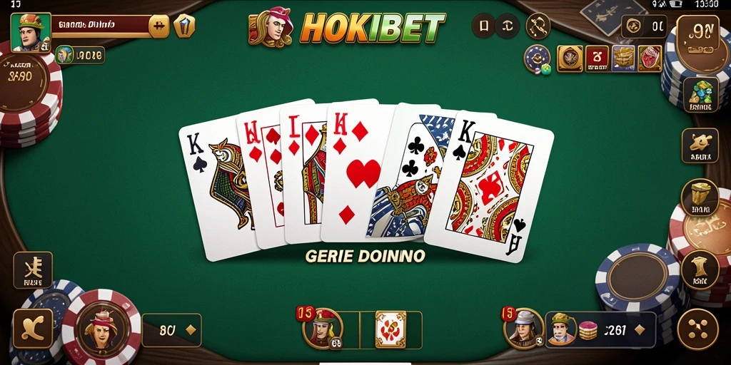 Tampilan gameplay Domino HOKIBET yang menarik dan interaktif.
