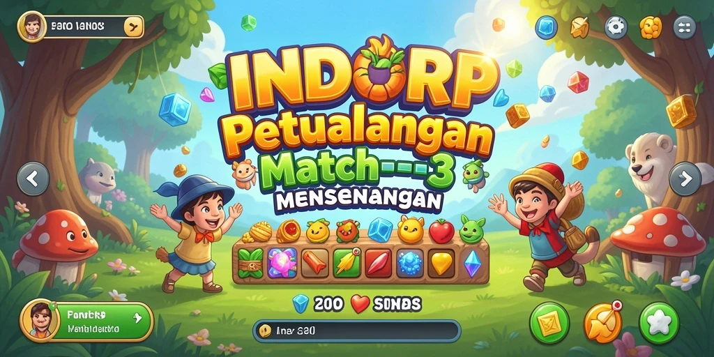 Tampilan seru gameplay Match-3 INDORP dengan grafis menawan.