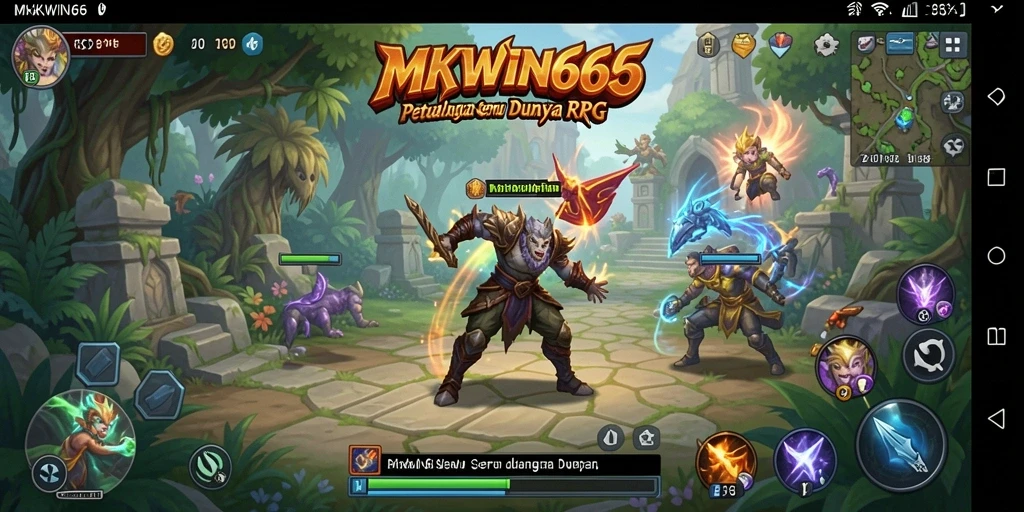 Tangkapan layar utama MKWIN666 menampilkan aksi seru dalam pertempuran RPG.