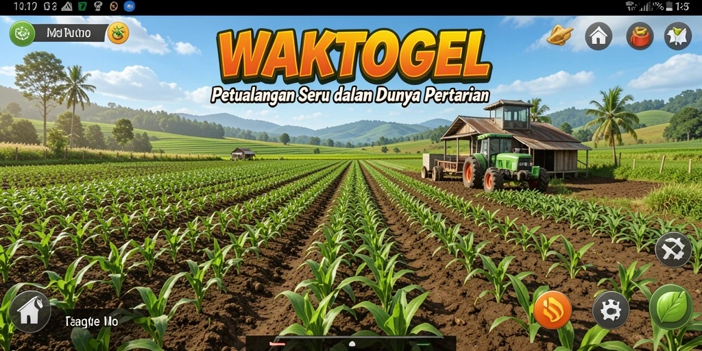 Tangkapan layar yang menunjukkan gameplay seru dalam <strong>WAKTOGEL</strong> dengan ladang yang subur dan hewan peliharaan lucu.