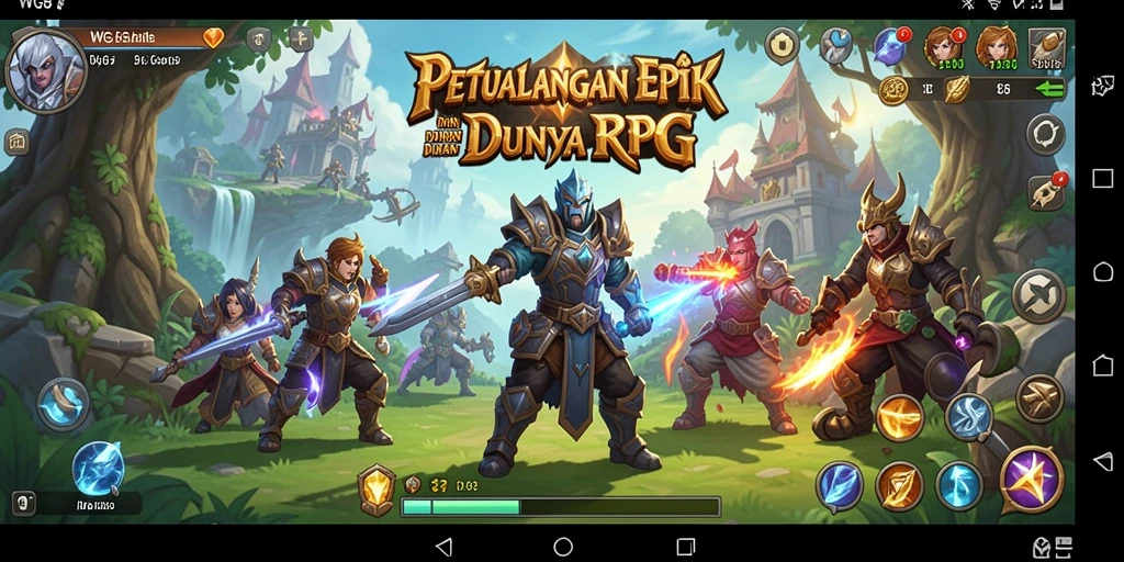 Screenshot gameplay RPG WG87 yang menampilkan pertarungan epik.