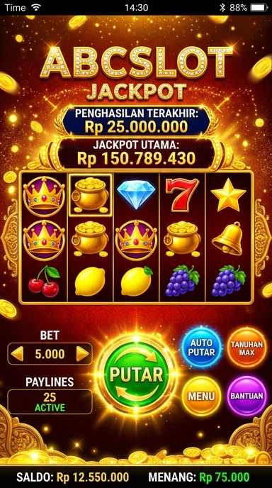 Tampilan utama aplikasi abcslot dengan pilihan game menarik.